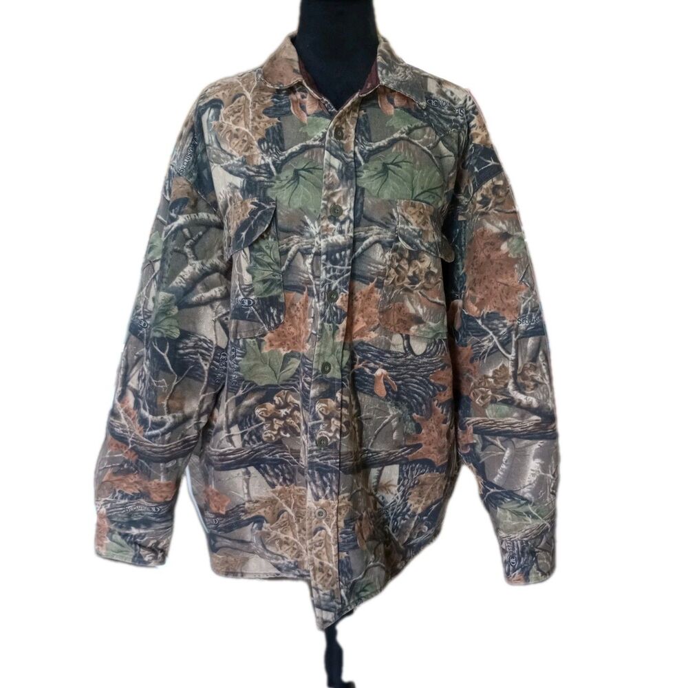 Cabela's Mens L Seclusion 3D Quilted Button Up Hunting Shirt, Vtg